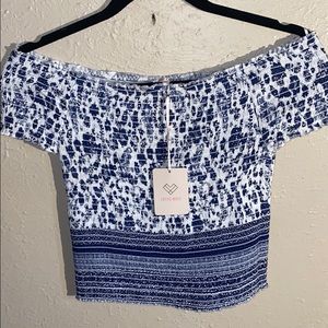 Lottie Moss White and Navy Crop Top